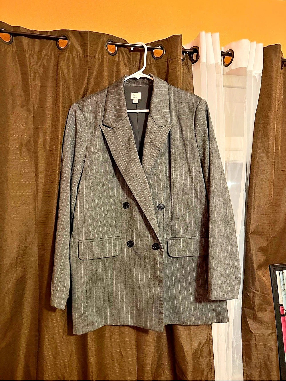 Striped Double-Breasted Blazer Size large
